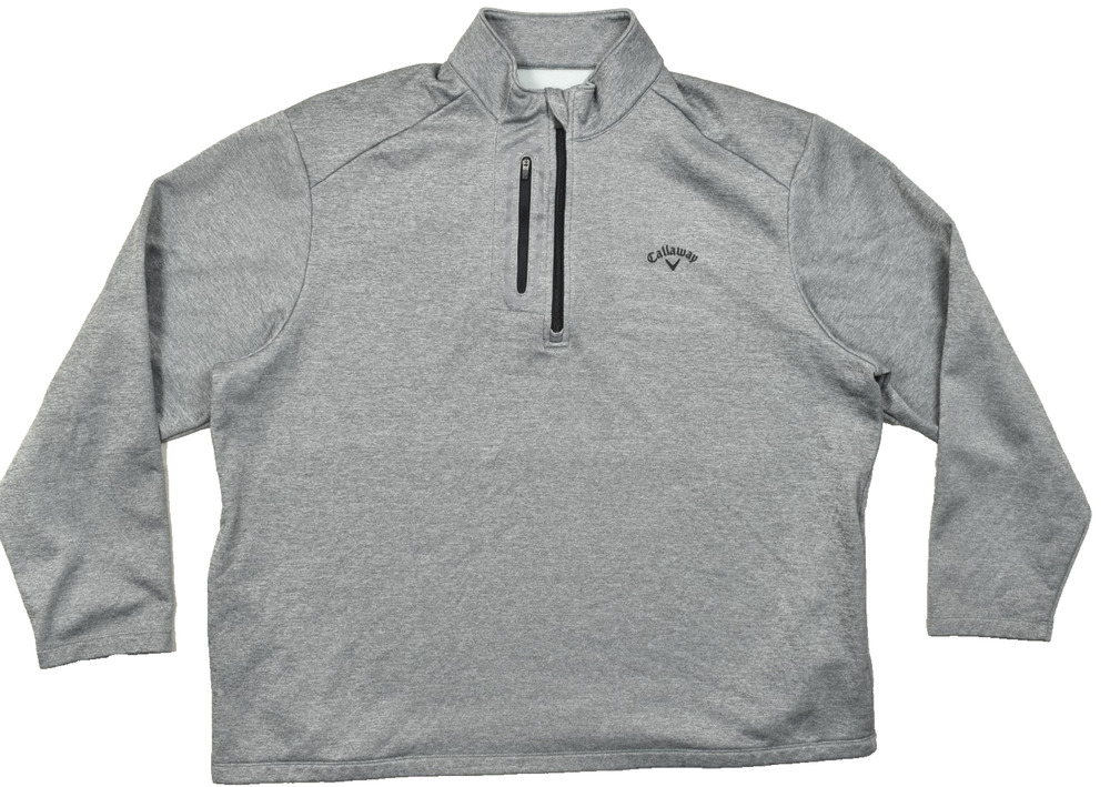 Callaway Men's XXL Gray 1/4 Zip Pullover Fleece Lined Golf Sweater Jacket Polyes